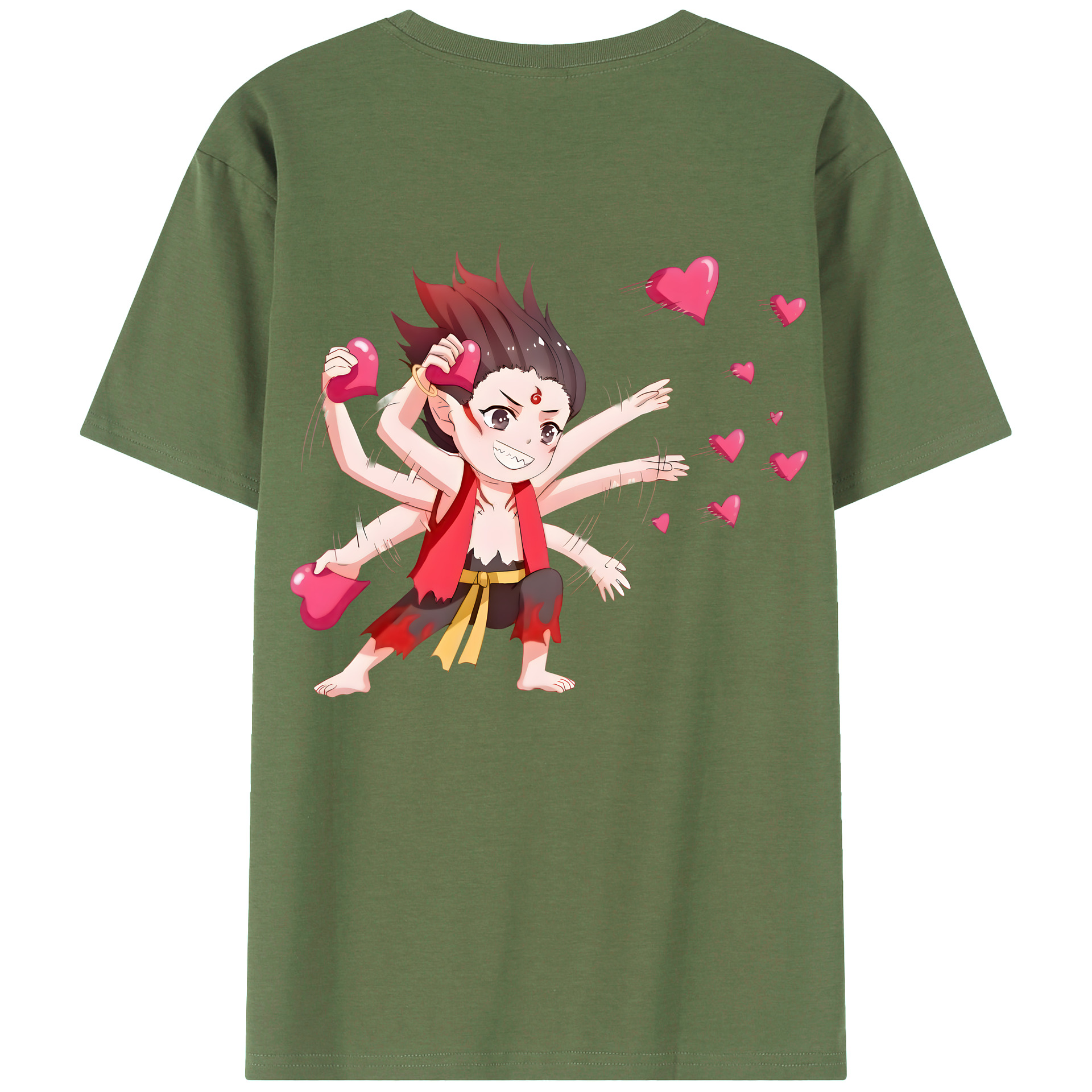 （画像用） Ne Zha 2 ナタ 魔童の大暴れ 綿100％ メンズ半袖Tシャツ（バックプリント） 通気性
